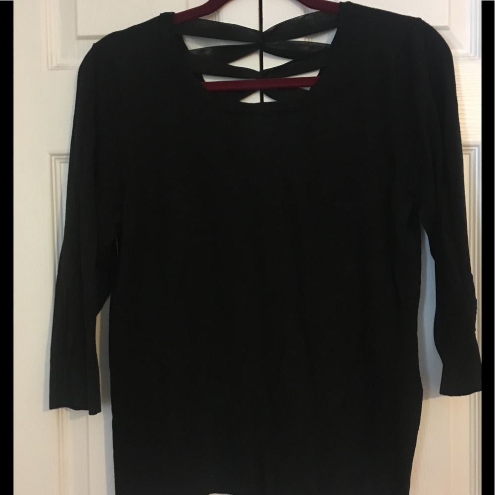 Black 3/4 Sleeve Sweater with Laced Detail.